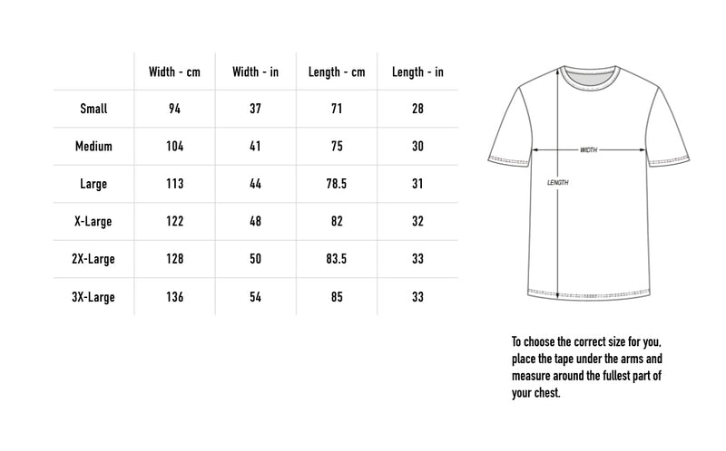Size chart for Ellipsis Tour 24 T-Shirt - White